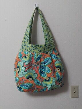 Floral Mix Shoulder Sling Bag in Coral & Teal - Unbranded